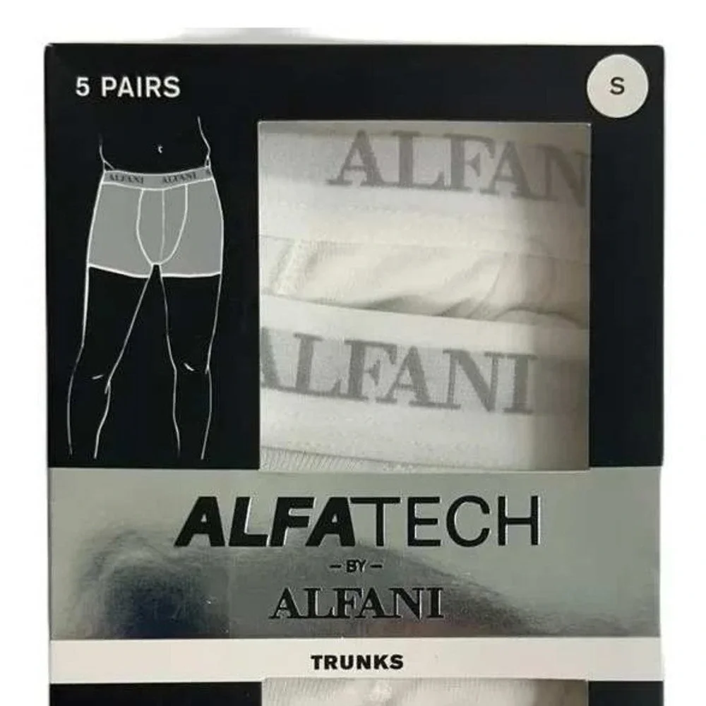 Alfani 5 Pack Boxer Briefs Mens Small White Moisture Wicking Tagless‎ $44 NEW